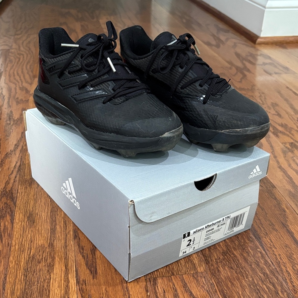 Adidas, Kids, Afterburner 8 TPU Baseball Cleats, Size 2.5, Black